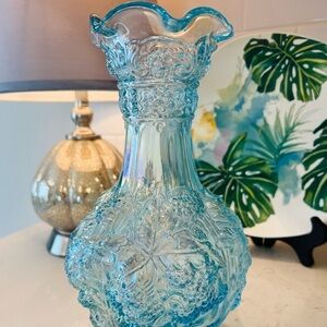 Vintage Lenox Imperial Glass Loganberry Vase - Blue carnival iridescent
